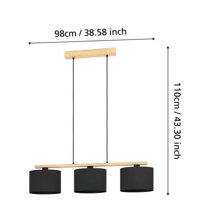 Eglo - Candelabro suspenso 3xE27/40W/230V