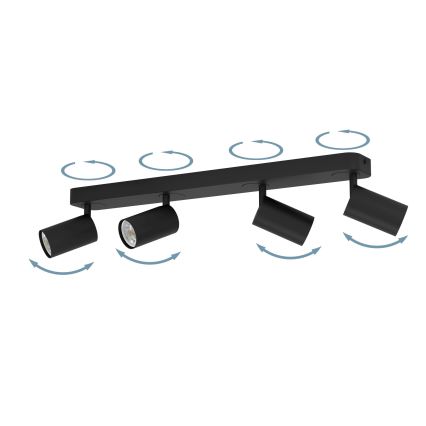 Eglo - Foco LED RGBW com regulação 4xGU10/4,9W/230V preto