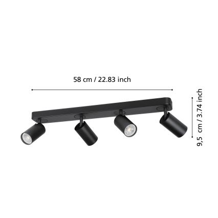 Eglo - Foco LED RGBW com regulação 4xGU10/4,9W/230V preto
