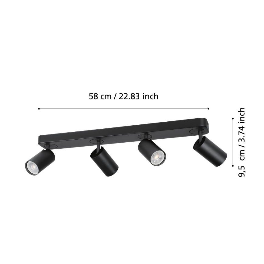 Eglo - Foco LED RGBW com regulação 4xGU10/4,9W/230V preto