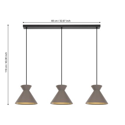 Eglo - Candelabro suspenso 3xE27/40W/230V