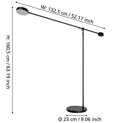 Eglo - Candeeiro de chão LED táctil com regulação LED/24W/230V