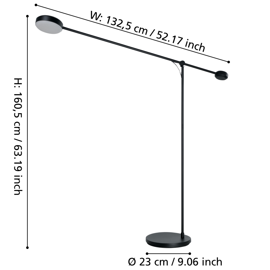 Eglo - Candeeiro de chão LED táctil com regulação LED/24W/230V