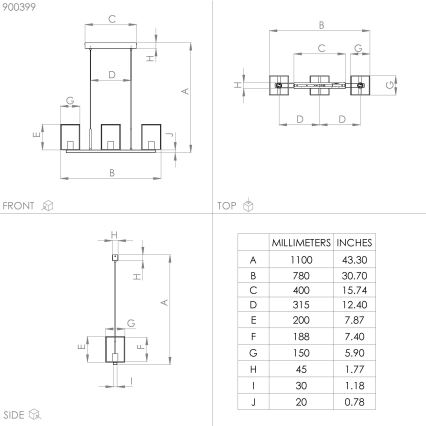 Eglo - Candelabro suspenso 3xE27/40W/230V