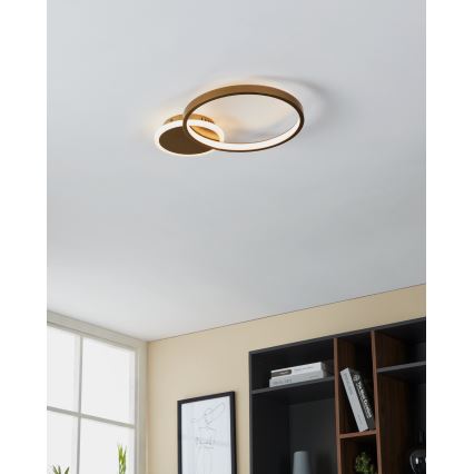 Eglo - Iluminação de teto LED com regulação LED/15W/230V dourado + controlo remoto
