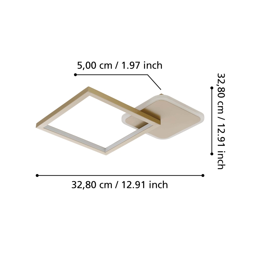 Eglo - Iluminação de teto LED com regulação LED/15W/230V dourado + controlo remoto