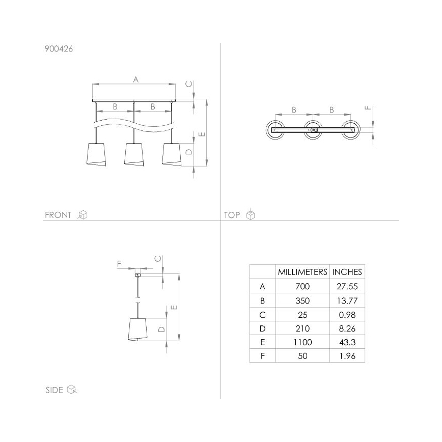 Eglo - Candelabro suspenso 3xE27/40W/230V