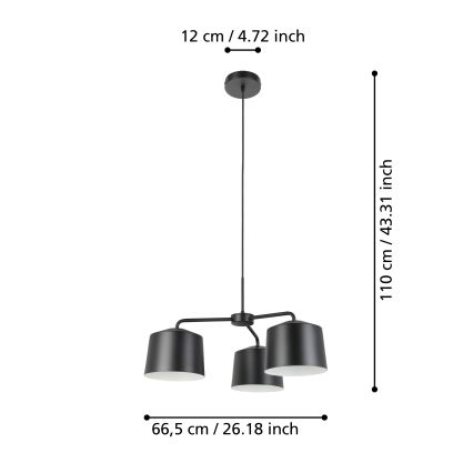 Eglo - Candelabro suspenso 3xE27/40W/230V