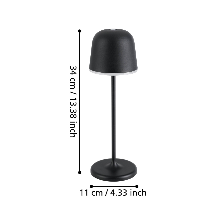 Eglo - LED Regulação exterior rechargeable candeeiro LED/2,2W/5V 1800 mAh preto IP54