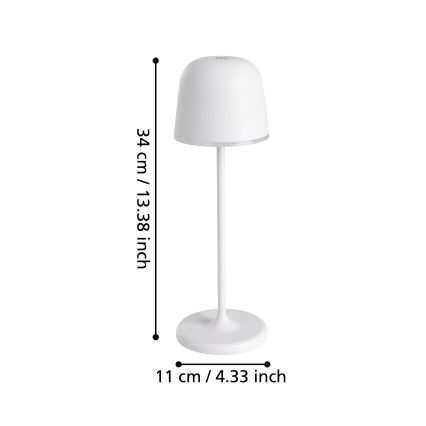 Eglo - LED Regulação exterior rechargeable candeeiro LED/2,2W/5V 1800 mAh cinzento IP54