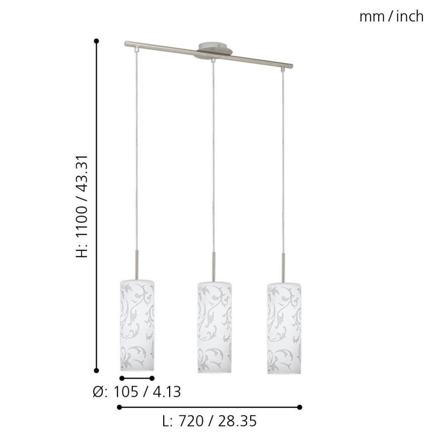EGLO - Candelabro pendente 3xE27/60W/230V