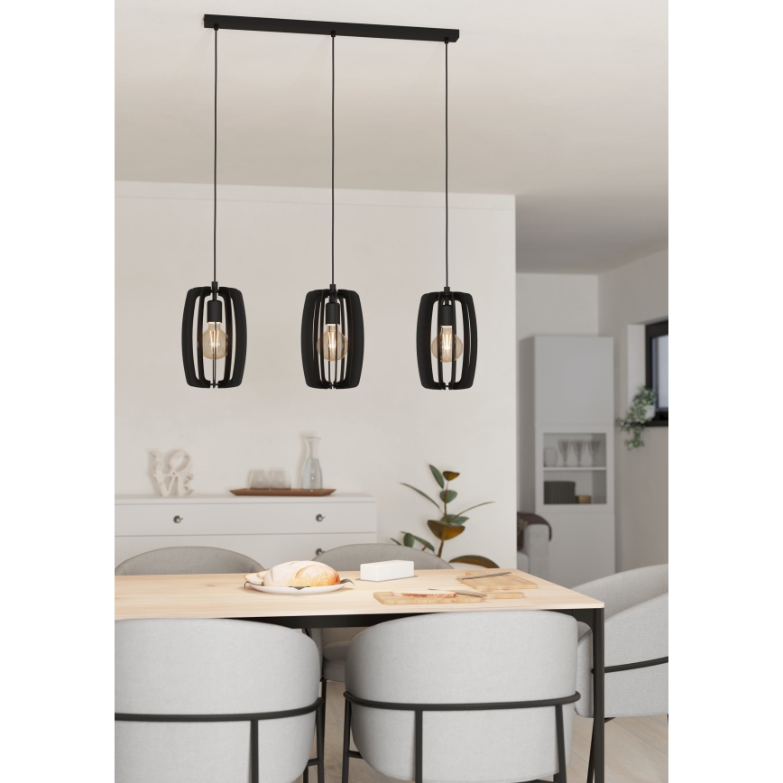 Eglo - Candelabro suspenso 3xE27/40W/230V preto