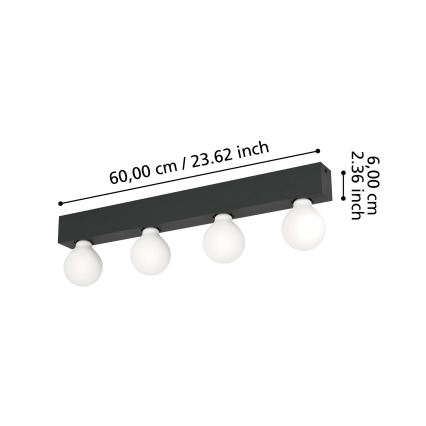 Eglo  - Iluminação de parede 4xE27/40W/230V preto