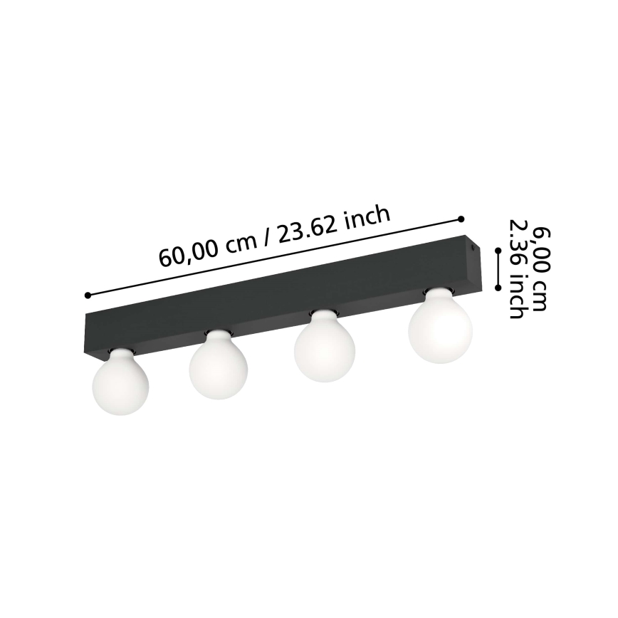 Eglo  - Iluminação de parede 4xE27/40W/230V preto