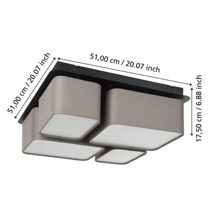Eglo - Iluminação de teto 4xE27/28W/230V