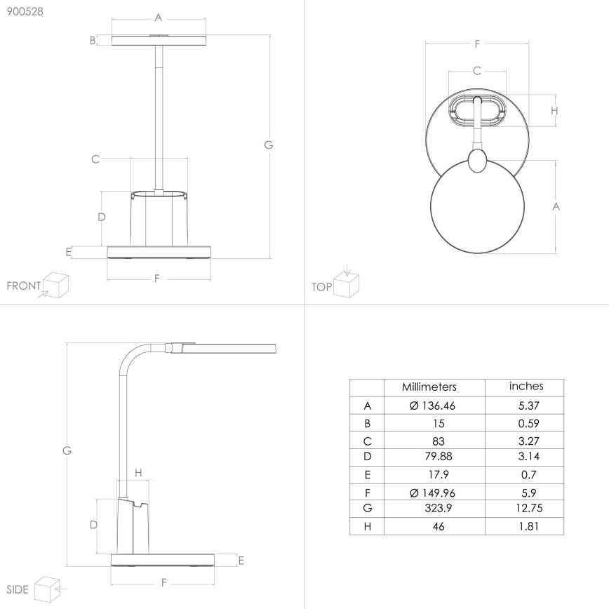 Eglo - Candeeiro de mesa LED com regulação LED/2,1W/5V 1500 mAh 3000-6500K preto