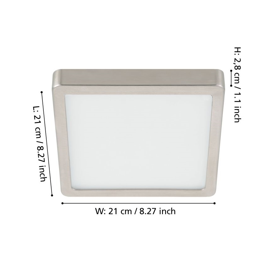Eglo - Candeeiro de teto LED dimável 17W/230V cromo fosco 21x21 cm