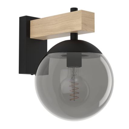 Eglo - Iluminação de parede exterior 1xE27/40W/230V preto/madeira IP44