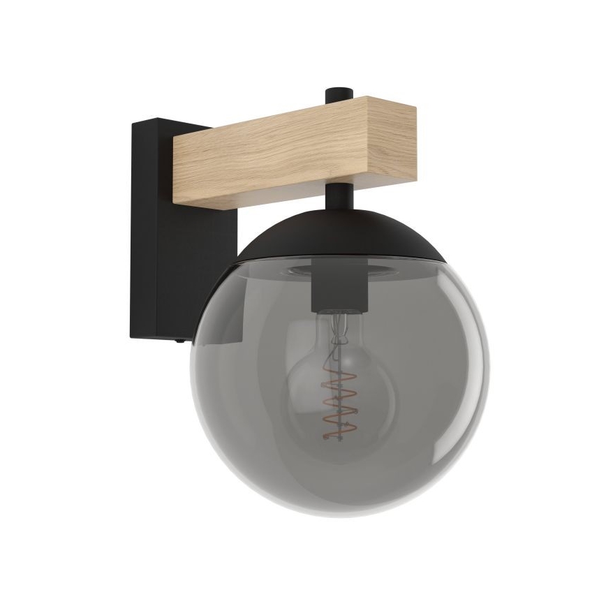 Eglo - Iluminação de parede exterior 1xE27/40W/230V preto/madeira IP44
