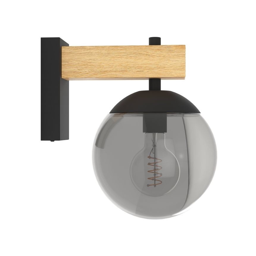 Eglo - Iluminação de parede exterior 1xE27/40W/230V preto/madeira IP44