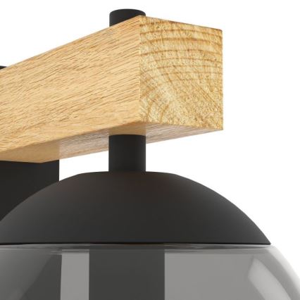 Eglo - Iluminação de parede exterior 1xE27/40W/230V preto/madeira IP44