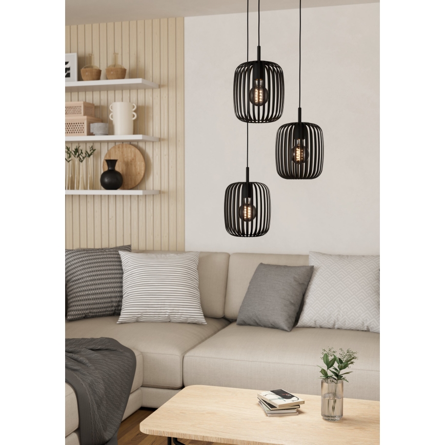 Eglo - Candelabro suspenso 3xE27/40W/230V preto