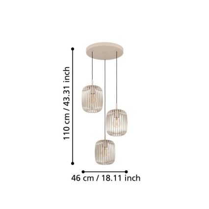 Eglo - Candelabro suspenso 3xE27/40W/230V bege