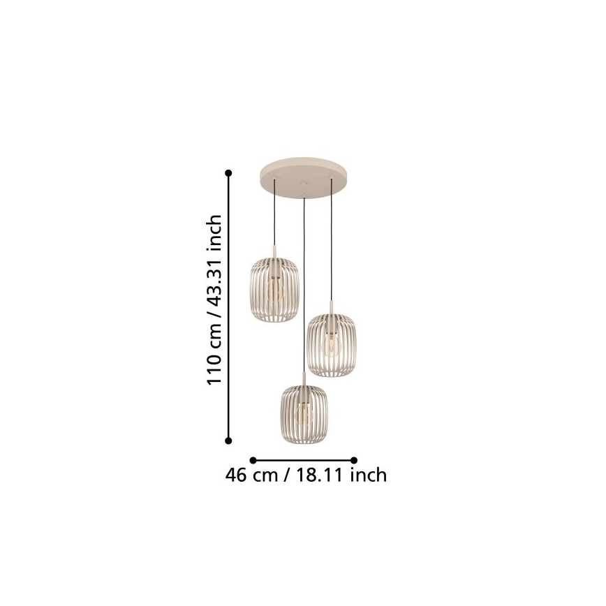 Eglo - Candelabro suspenso 3xE27/40W/230V bege