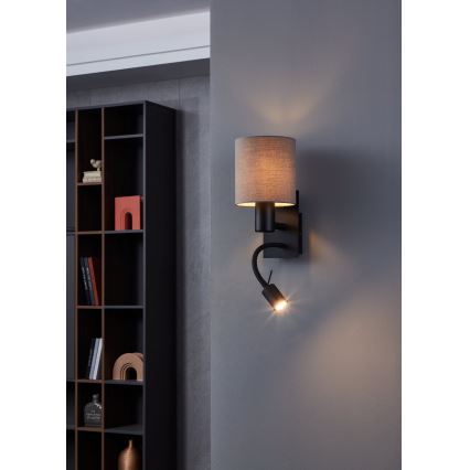 Eglo - Iluminação de parede LED 1xE27/40W/230V + LED/3,8W castanho