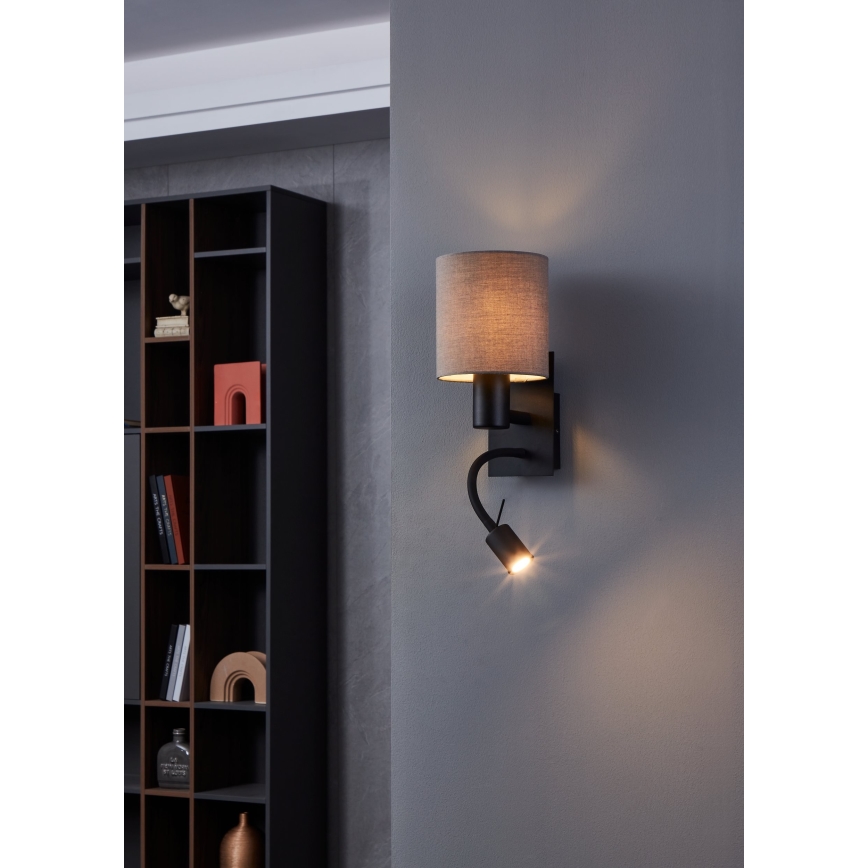 Eglo - Iluminação de parede LED 1xE27/40W/230V + LED/3,8W castanho