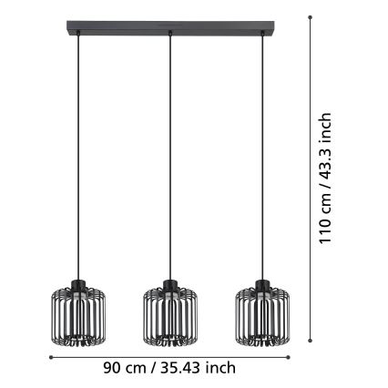 Eglo - Candeeiro suspenso LED RGBW com regulação 3xLED/3,7W/230V 2700-6500K