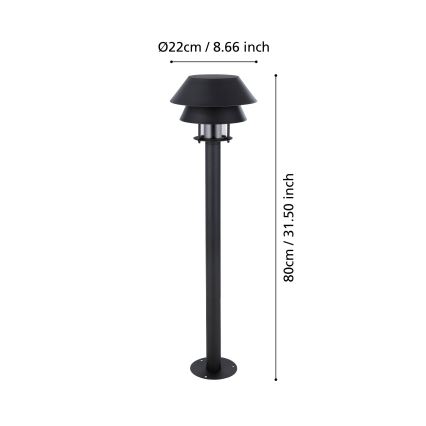 Eglo - Candeeiro exterior 1xE27/40W/230V 80 cm IP65