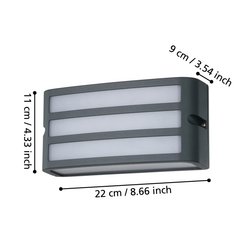 Eglo - Iluminação de parede exterior 1xE27/40W/230V antracite IP54