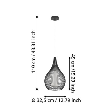 Eglo - Candelabro suspenso 1xE27/40W/230V preto
