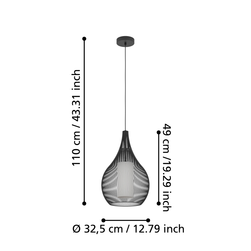Eglo - Candelabro suspenso 1xE27/40W/230V preto