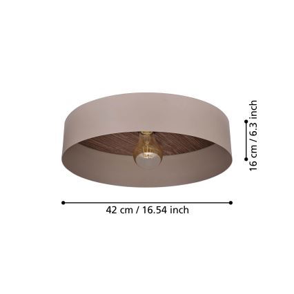 Eglo 900838 - Iluminação de teto DUAIA 1xE27/40W/230V castanho