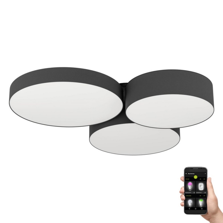Eglo - Iluminação de teto RGBW com regulação 3xLED/7,5W/230V 2700-6500K preto