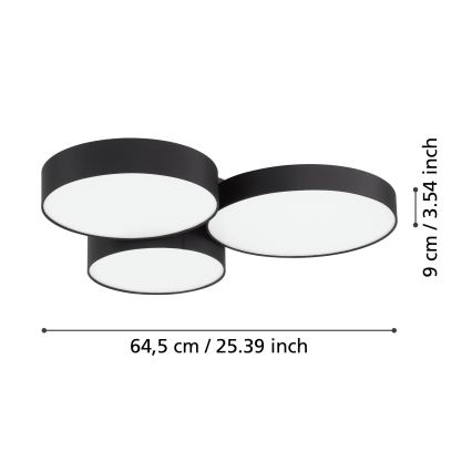 Eglo - Iluminação de teto RGBW com regulação 3xLED/7,5W/230V 2700-6500K preto