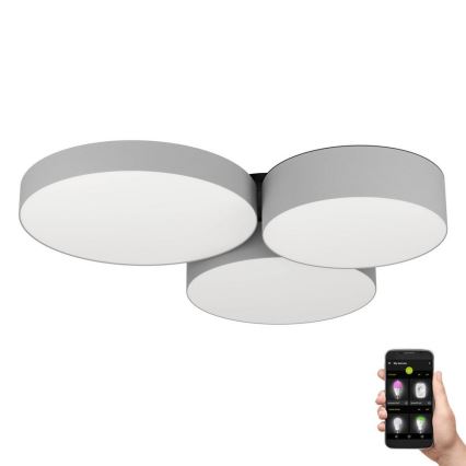 Eglo - Iluminação de teto LED RGBW com regulação 3xLED/7,5W/230V 2700-6500K cinzento