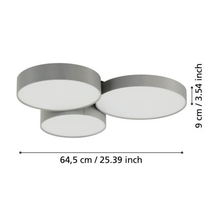 Eglo - Iluminação de teto LED RGBW com regulação 3xLED/7,5W/230V 2700-6500K cinzento