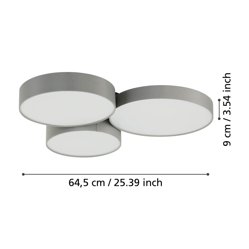 Eglo - Iluminação de teto LED RGBW com regulação 3xLED/7,5W/230V 2700-6500K cinzento