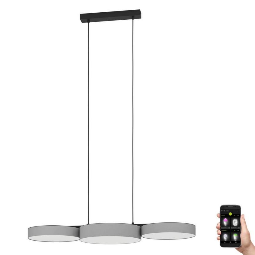 Eglo - LED RGBW Candelabro suspenso com regulação 3xLED/7,5W/230V 2700-6500K cinzento