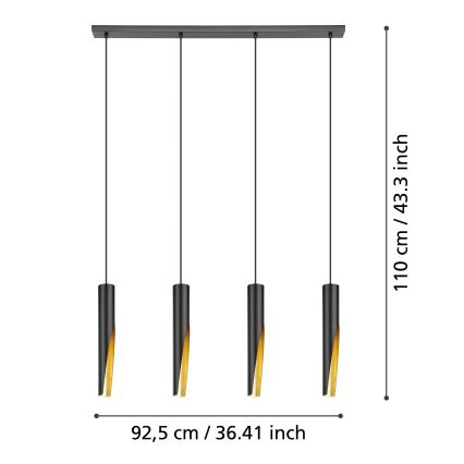 Eglo - Candelabro suspenso LED 4xGU10/4,5W/230V preto/dourada