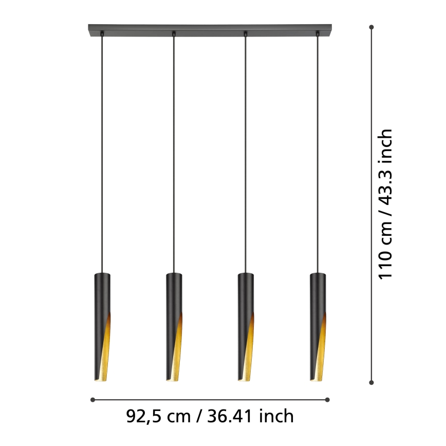 Eglo - Candelabro suspenso LED 4xGU10/4,5W/230V preto/dourada