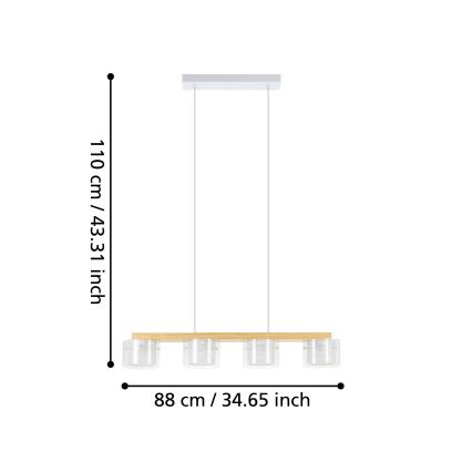 Eglo - Candeeiro suspenso LED RGBW com regulação 4xLED/3,7W/230V 2700-6500K