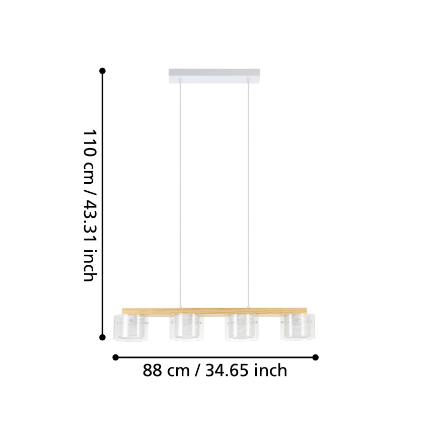 Eglo - Candeeiro suspenso LED RGBW com regulação 4xLED/3,7W/230V 2700-6500K