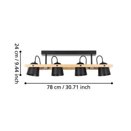 Eglo - Candeeiro integrado LED RGBW com regulação 4xLED/3,7W/230V 2700-6500K