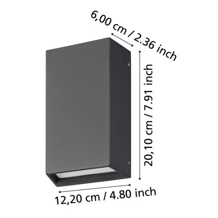 Eglo - Iluminação de parede exterior LED 2xLED/5W/230V IP65