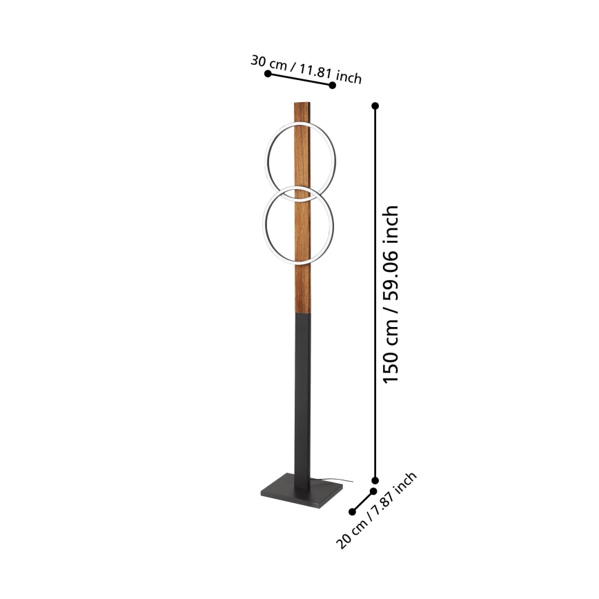 Eglo - Candeeiro de chão LED 2xLED/12W/230V 3000K castanho/preto