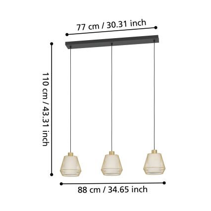 Eglo - Candeeiro suspenso 3xE27/40W/230V